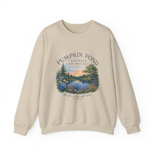 Pumpkin Pond Studio Scenic Sweatshirt — 'Pumpkin Pond' Lakeside Graphic Crewneck