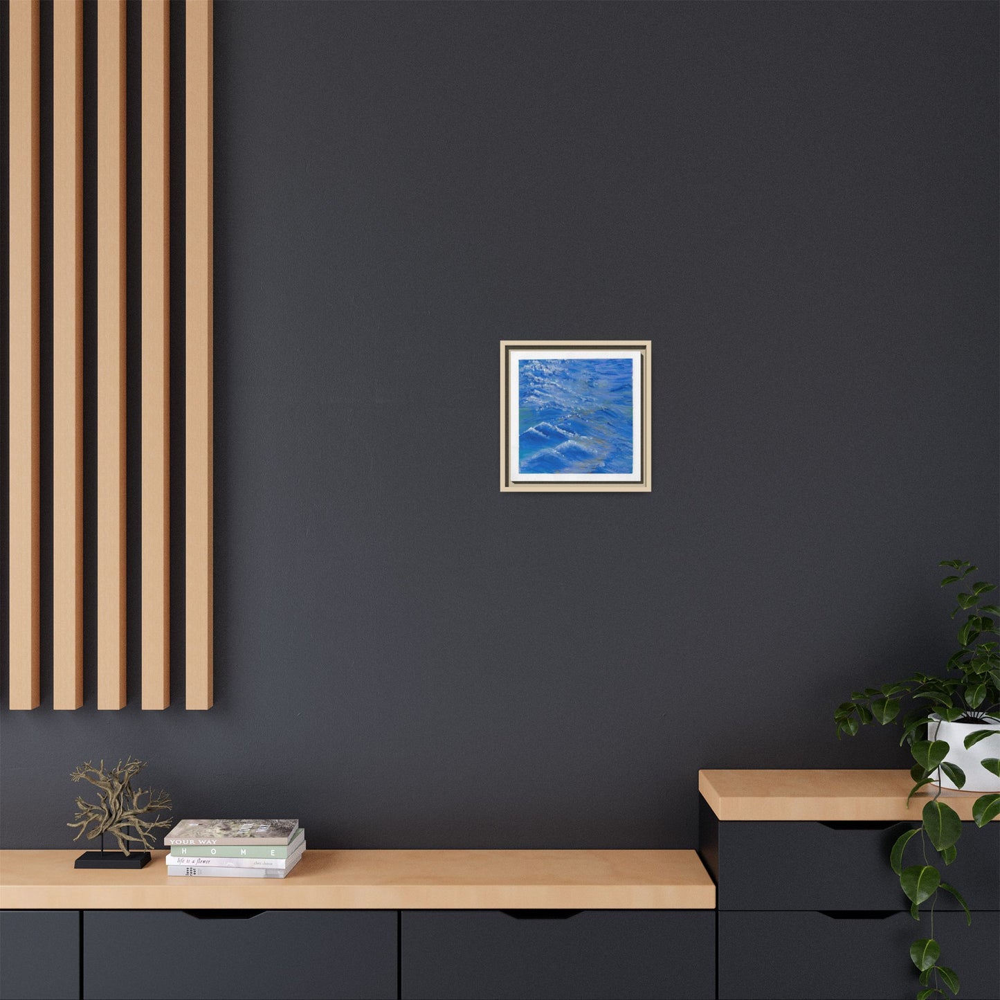 Framed Matte Canvas Wall Art — Blue Ocean Waves Seascape
