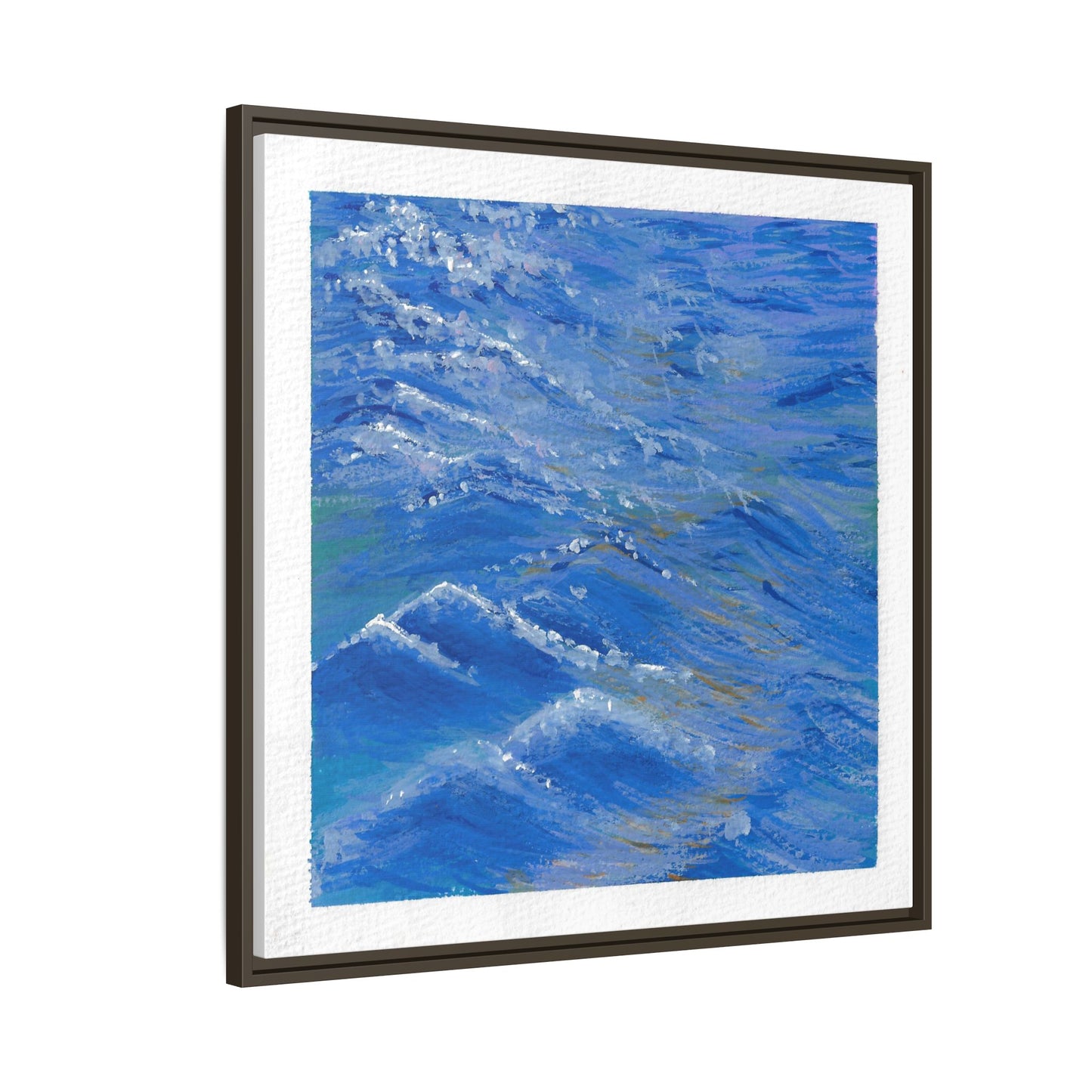 Framed Matte Canvas Wall Art — Blue Ocean Waves Seascape