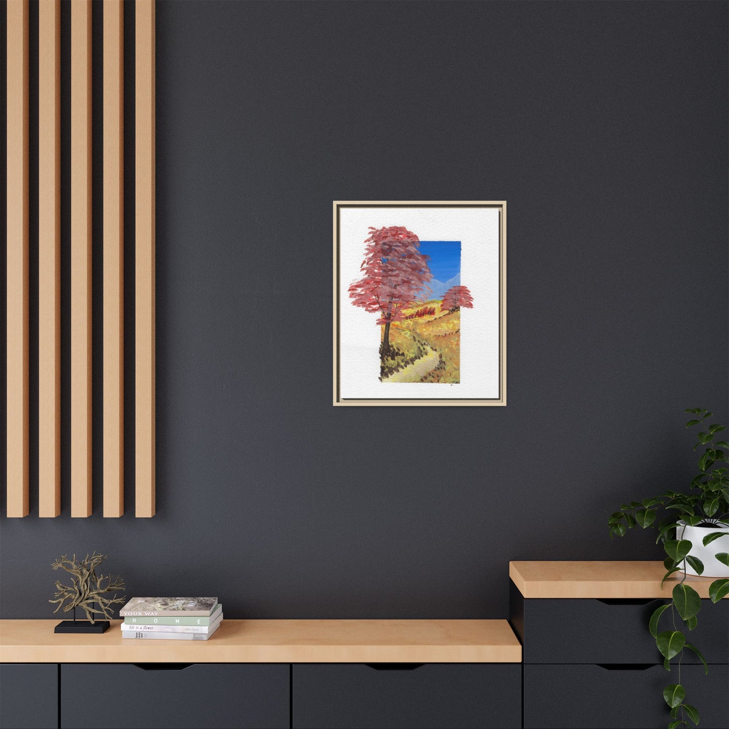 Framed Canvas Wall Art — Colorful Autumn Landscape Matte Print