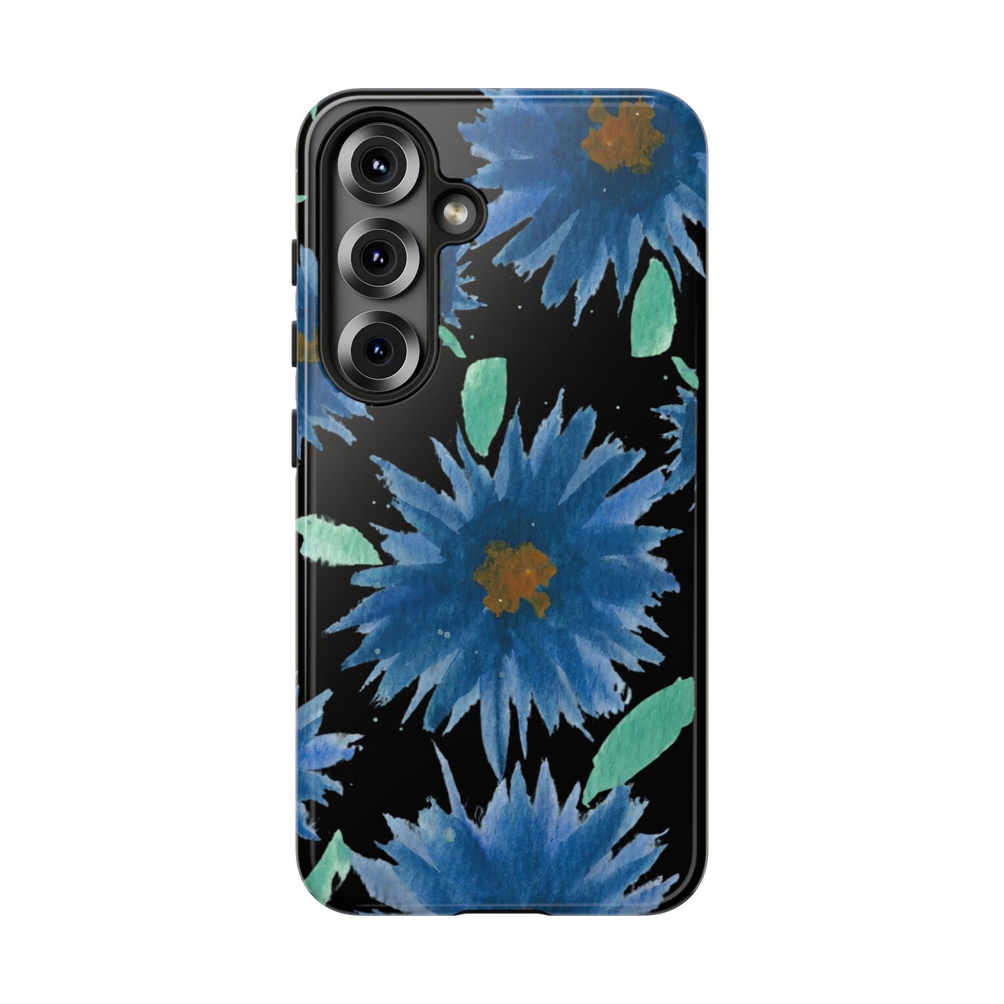 Blue Floral Tough Phone Case – Watercolor Daisy Protective Cover