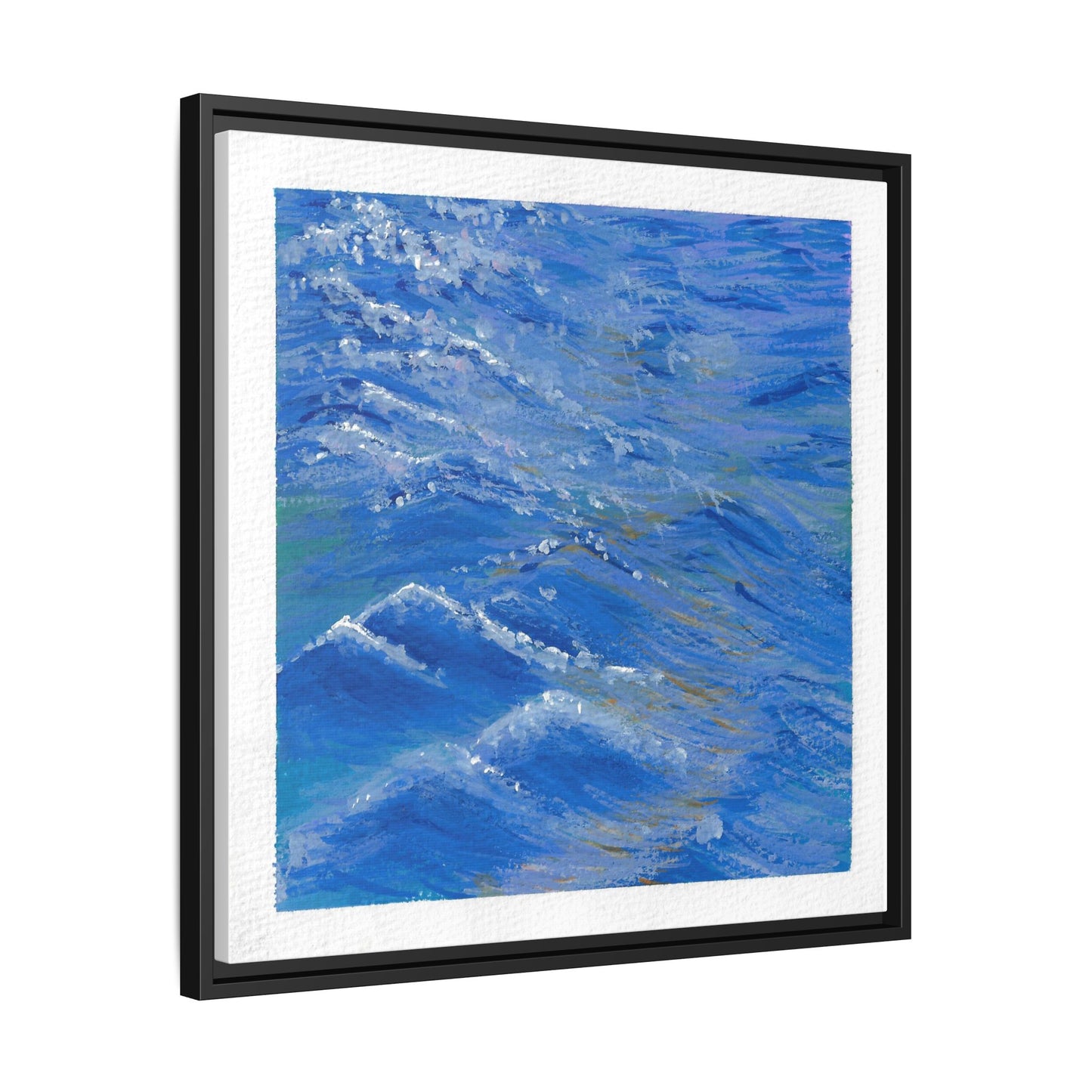 Framed Matte Canvas Wall Art — Blue Ocean Waves Seascape