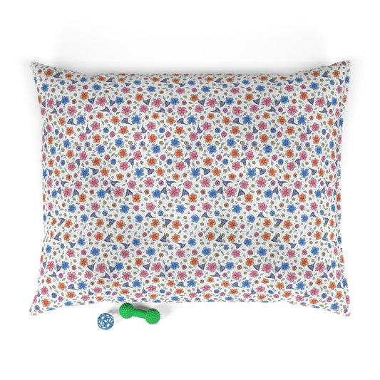Floral Pawprint Pet Bed - Cozy Printed Cushion for Dogs & Cats