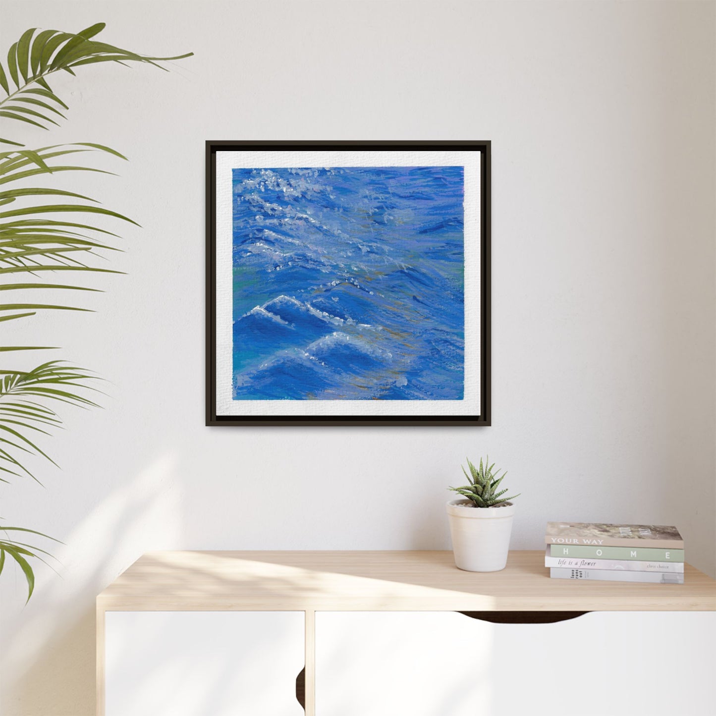 Framed Matte Canvas Wall Art — Blue Ocean Waves Seascape