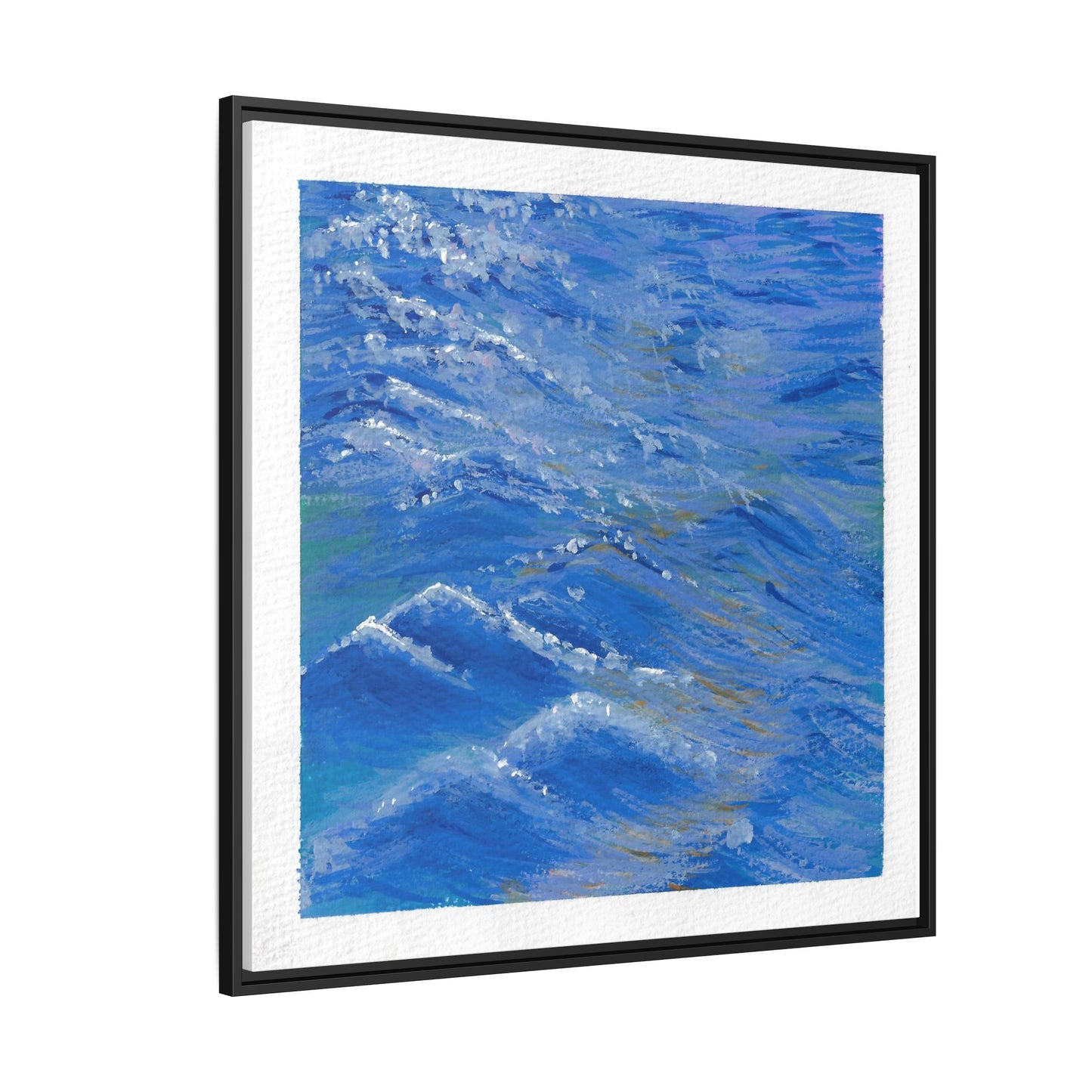 Framed Matte Canvas Wall Art — Blue Ocean Waves Seascape