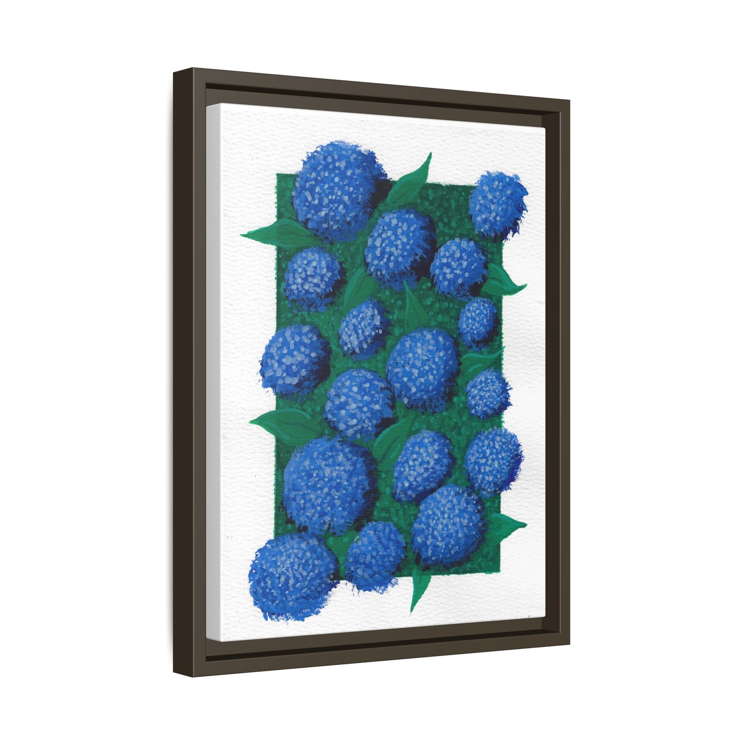 Framed Hydrangea Matte Canvas Print — Blue Floral Wall Art