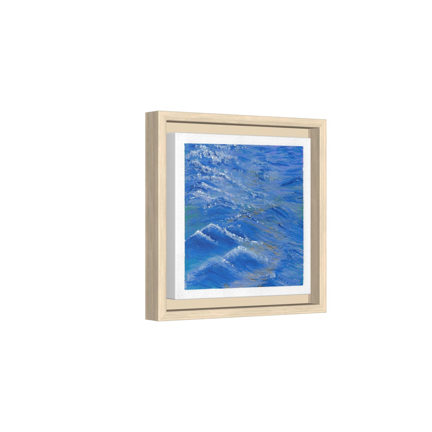 Framed Matte Canvas Wall Art — Blue Ocean Waves Seascape
