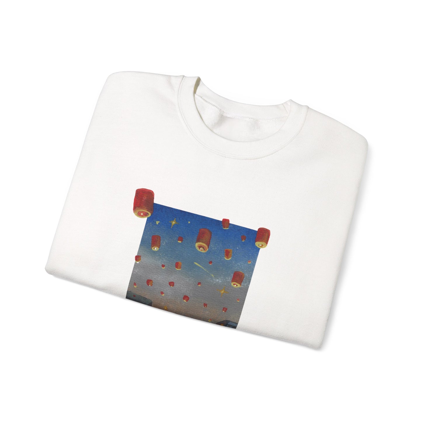 Lantern Festival Crewneck Sweatshirt — Sky of Floating Lanterns Graphic