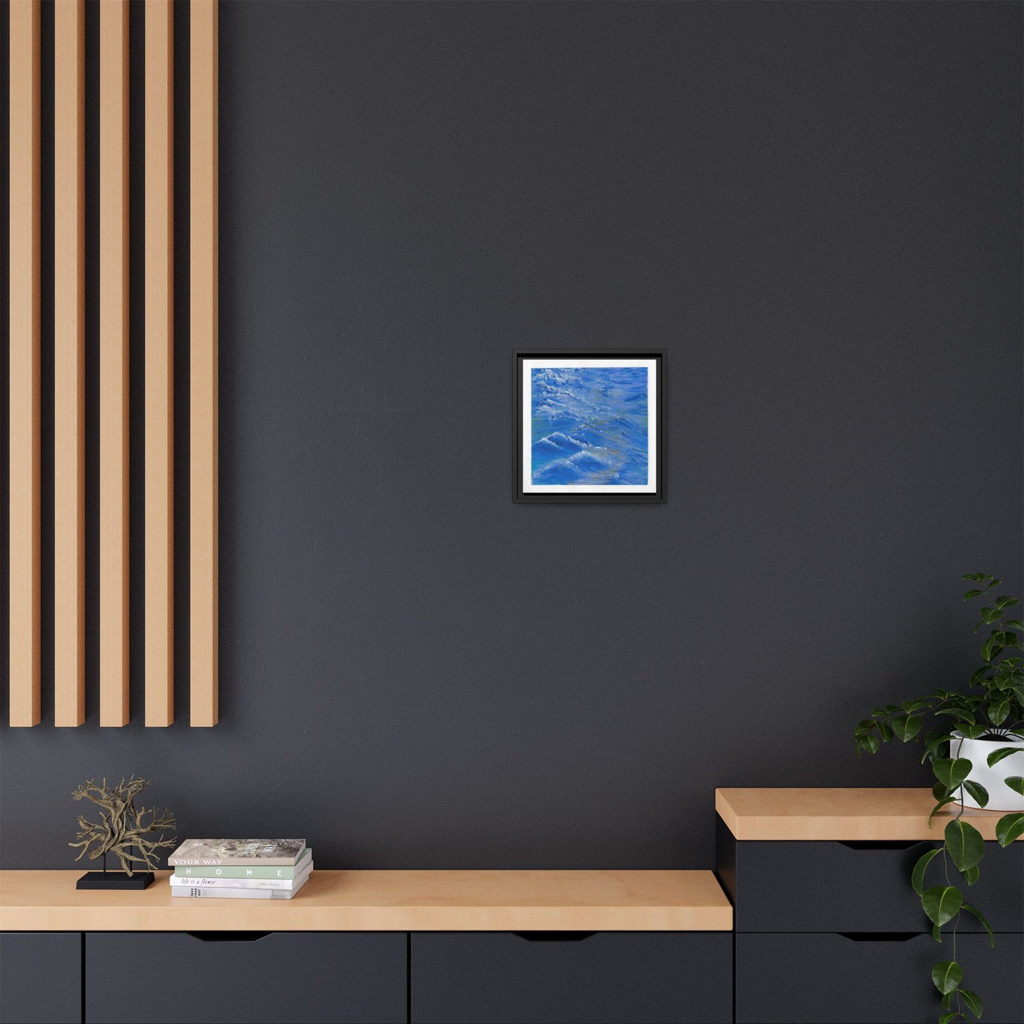 Framed Matte Canvas Wall Art — Blue Ocean Waves Seascape