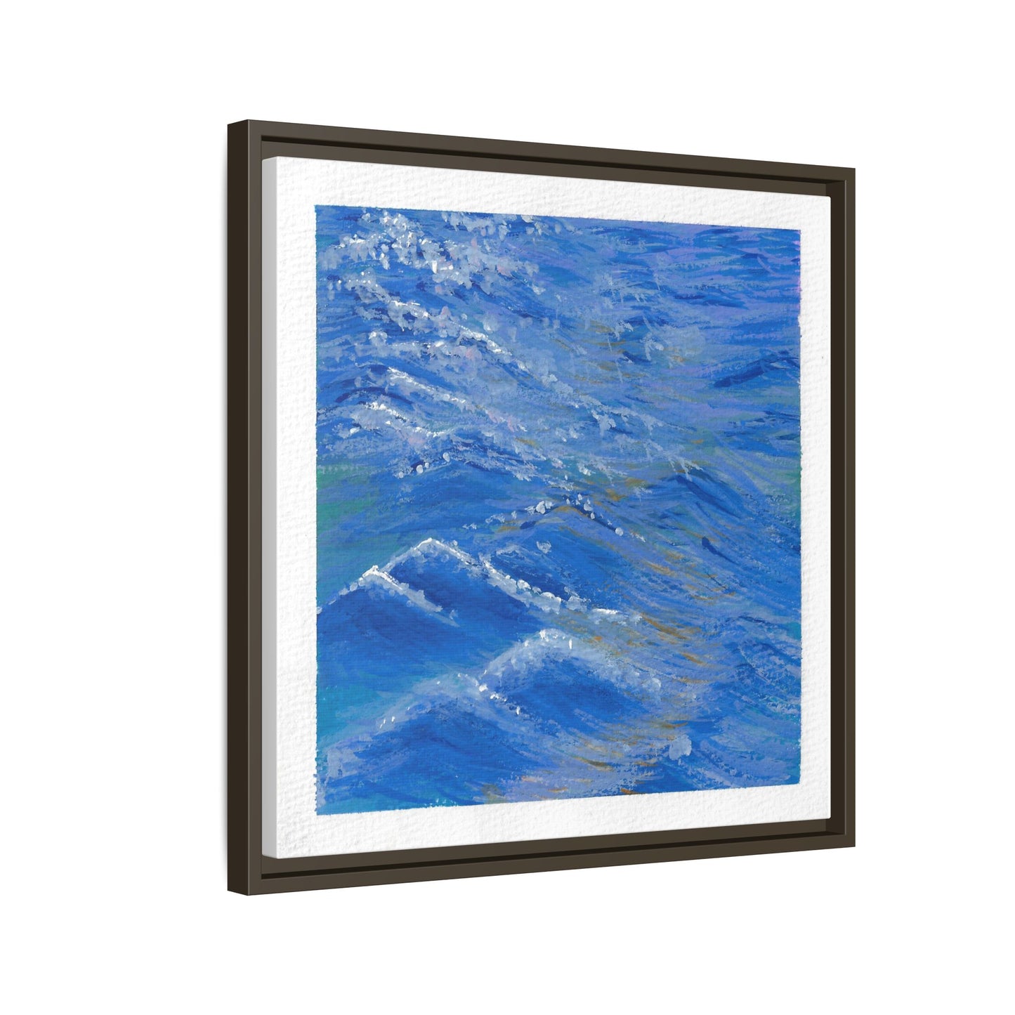 Framed Matte Canvas Wall Art — Blue Ocean Waves Seascape