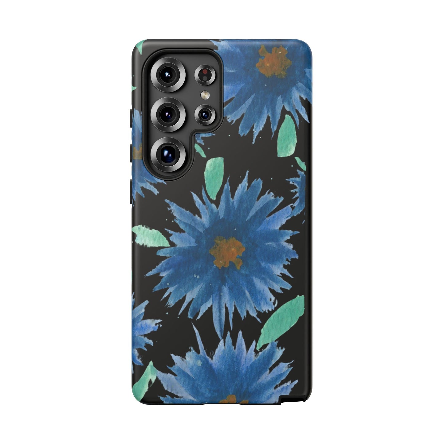 Blue Floral Tough Phone Case – Watercolor Daisy Protective Cover