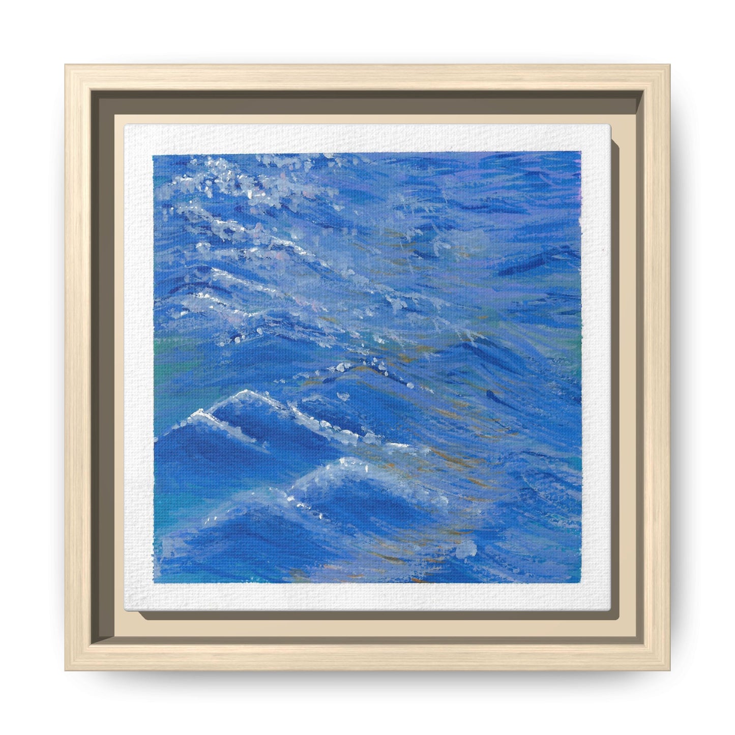 Framed Matte Canvas Wall Art — Blue Ocean Waves Seascape