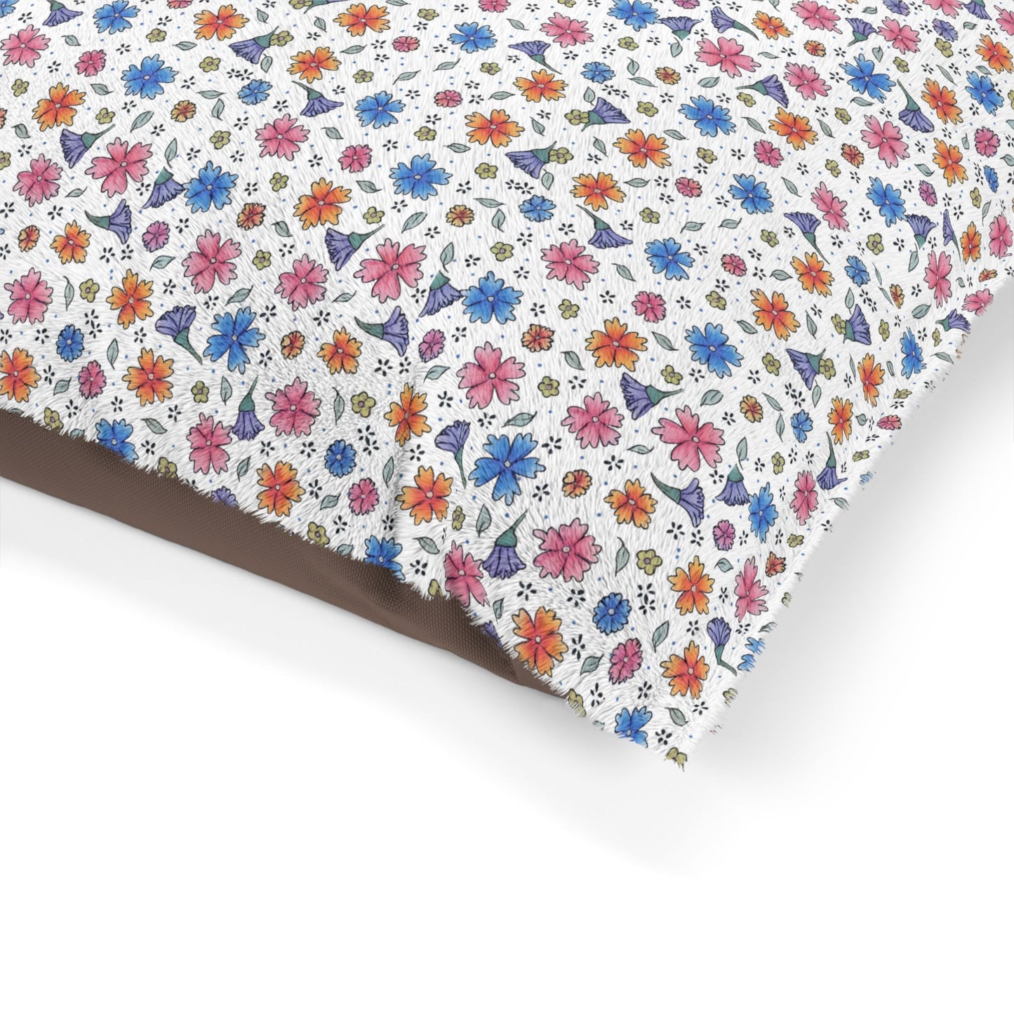 Floral Pawprint Pet Bed - Cozy Printed Cushion for Dogs & Cats