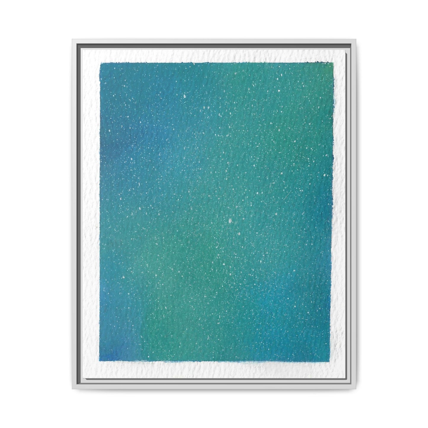 Framed Matte Canvas Art — Teal-to-Blue Gradient Starry Abstract