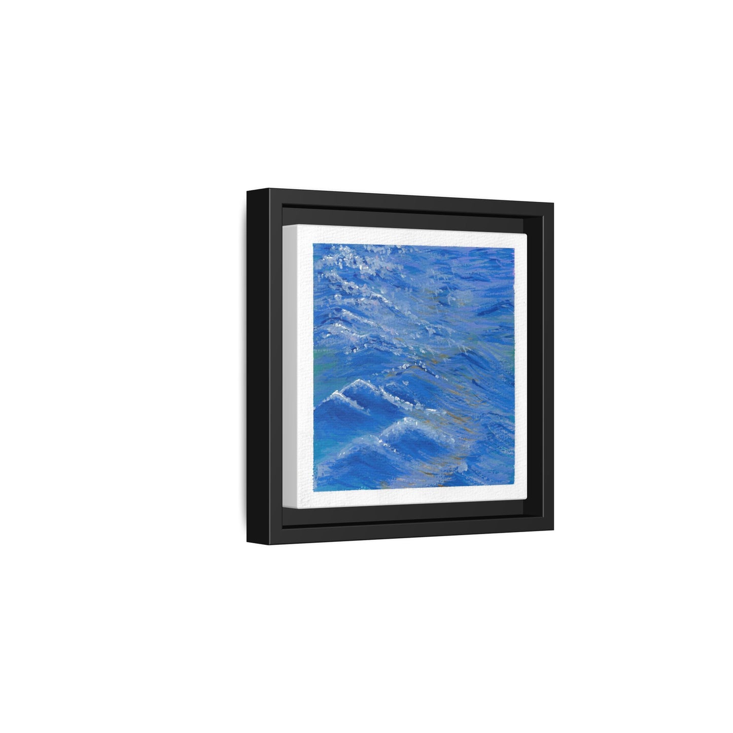 Framed Matte Canvas Wall Art — Blue Ocean Waves Seascape
