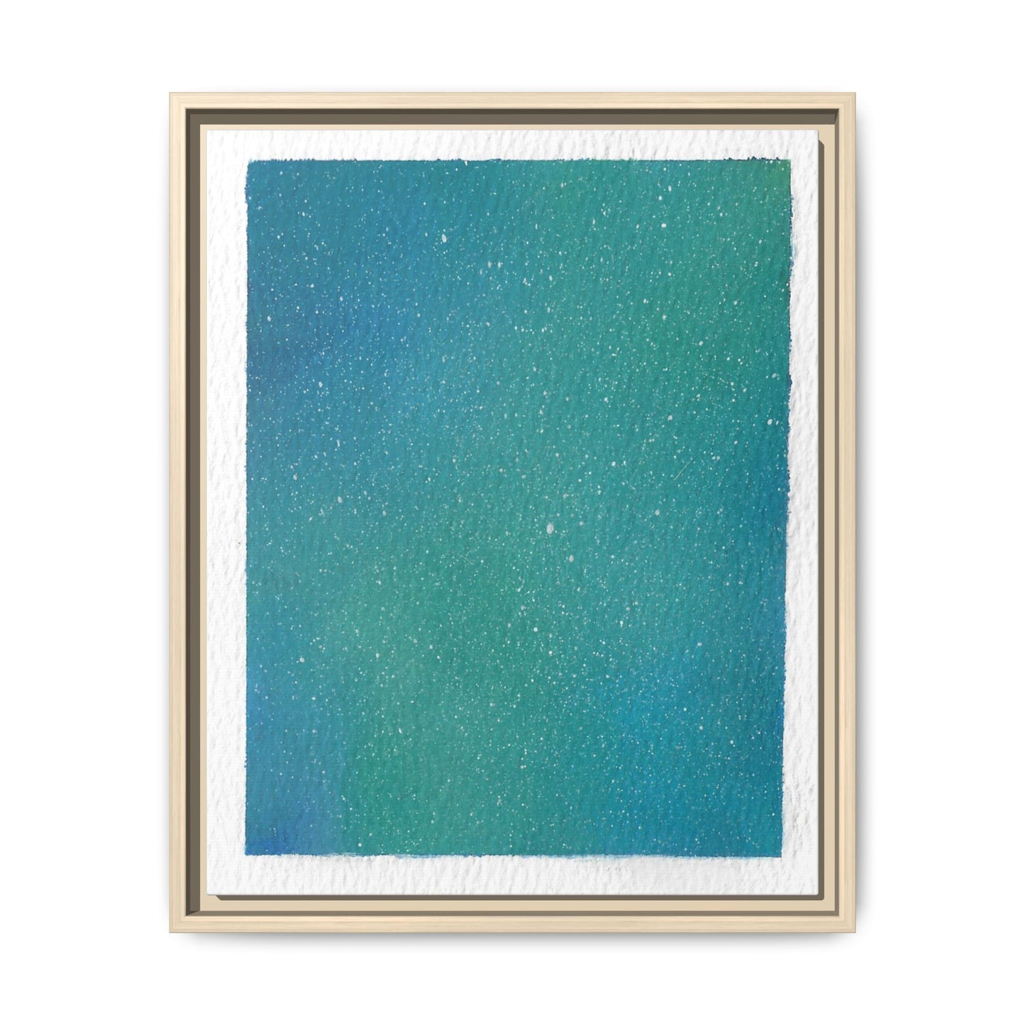 Framed Matte Canvas Art — Teal-to-Blue Gradient Starry Abstract