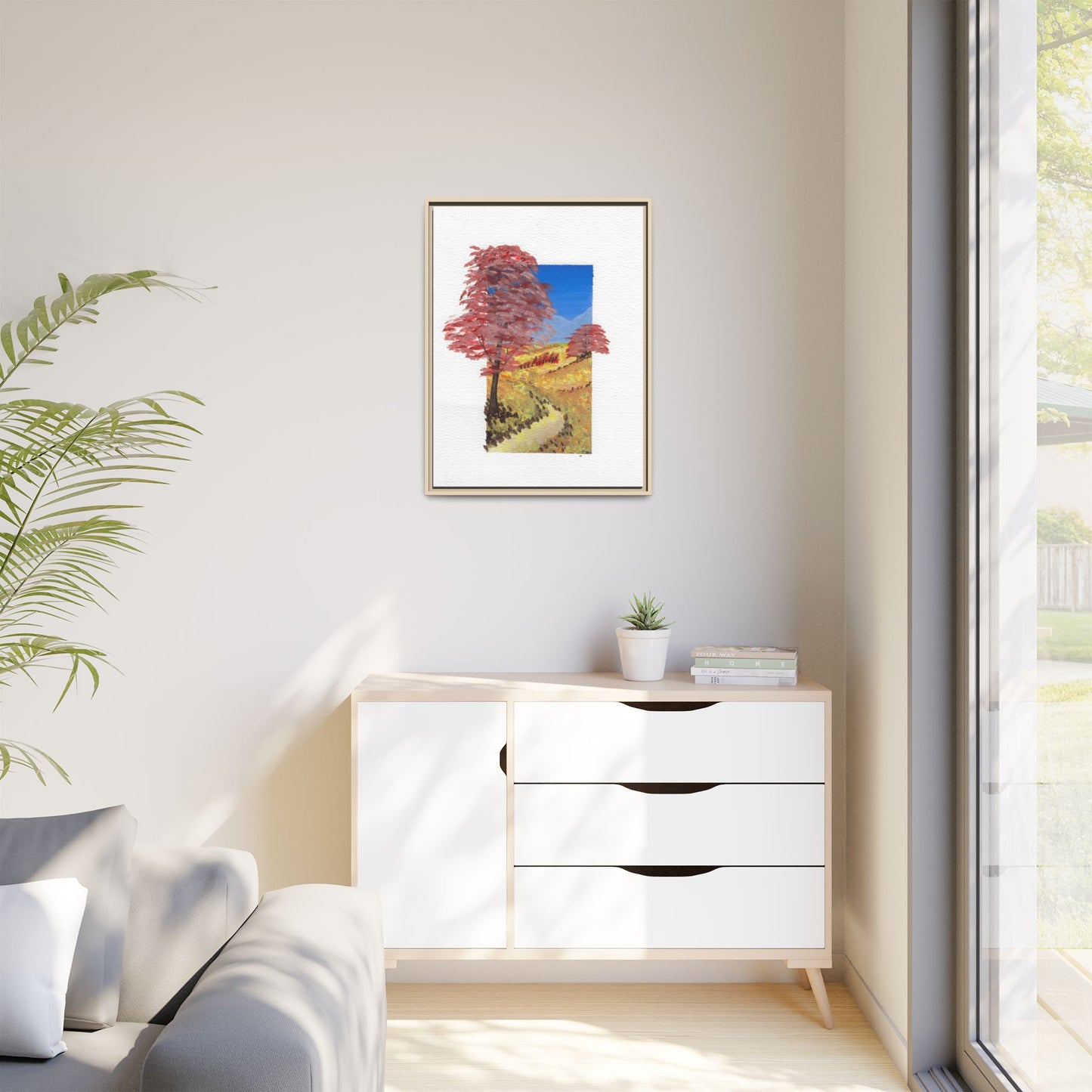 Framed Canvas Wall Art — Colorful Autumn Landscape Matte Print