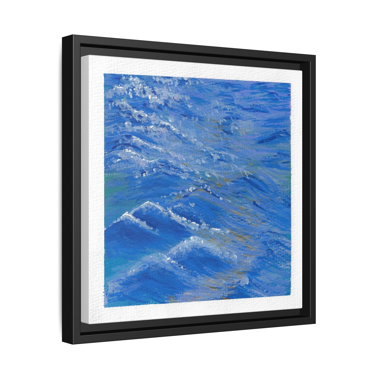 Framed Matte Canvas Wall Art — Blue Ocean Waves Seascape