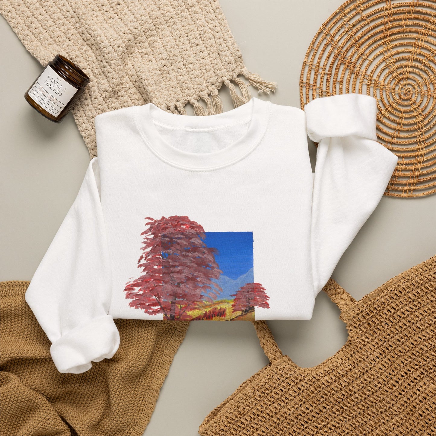 Autumn Path Crewneck Sweatshirt — Fall Landscape Graphic