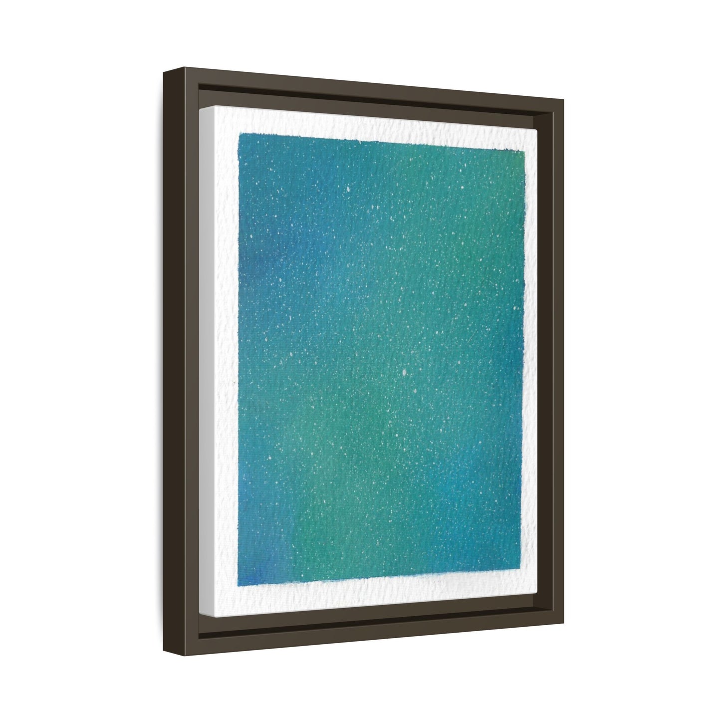 Framed Matte Canvas Art — Teal-to-Blue Gradient Starry Abstract
