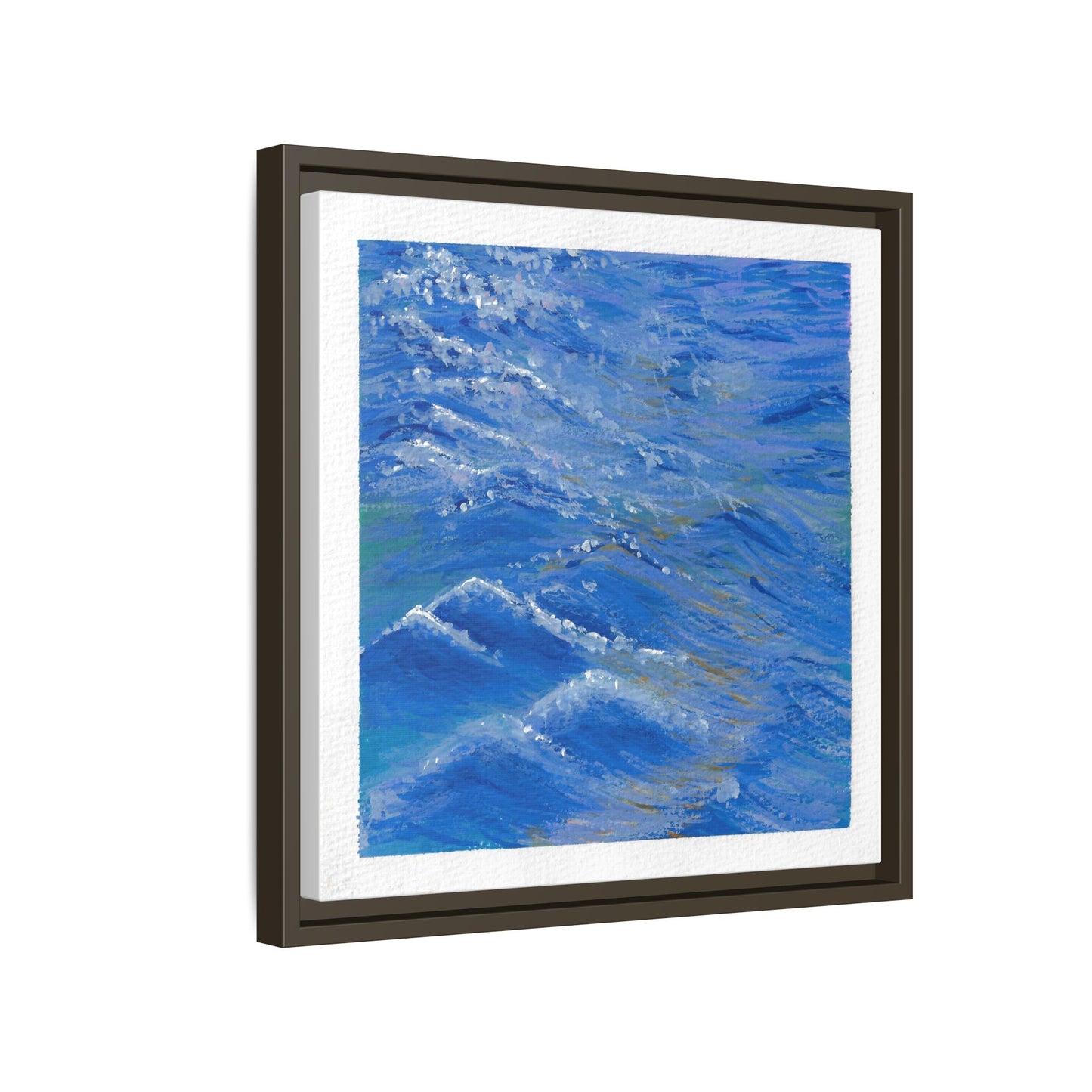 Framed Matte Canvas Wall Art — Blue Ocean Waves Seascape