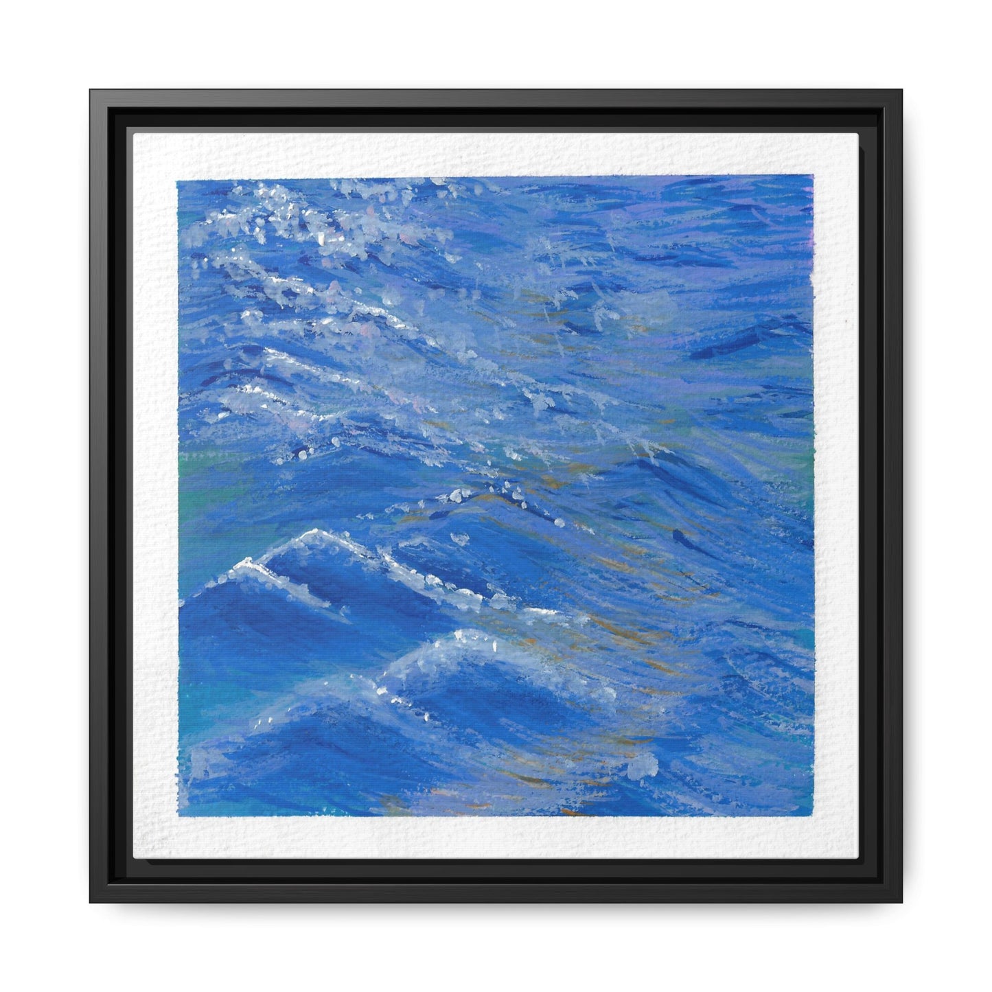 Framed Matte Canvas Wall Art — Blue Ocean Waves Seascape