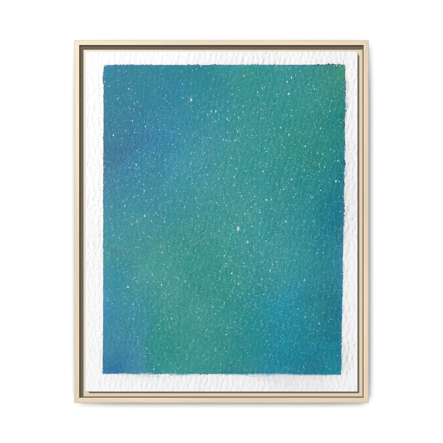 Framed Matte Canvas Art — Teal-to-Blue Gradient Starry Abstract