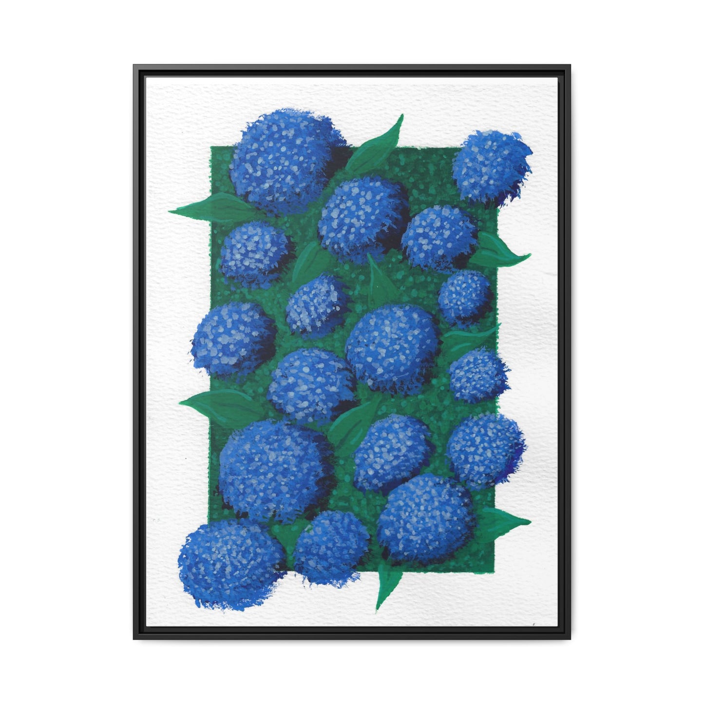 Framed Hydrangea Matte Canvas Print — Blue Floral Wall Art
