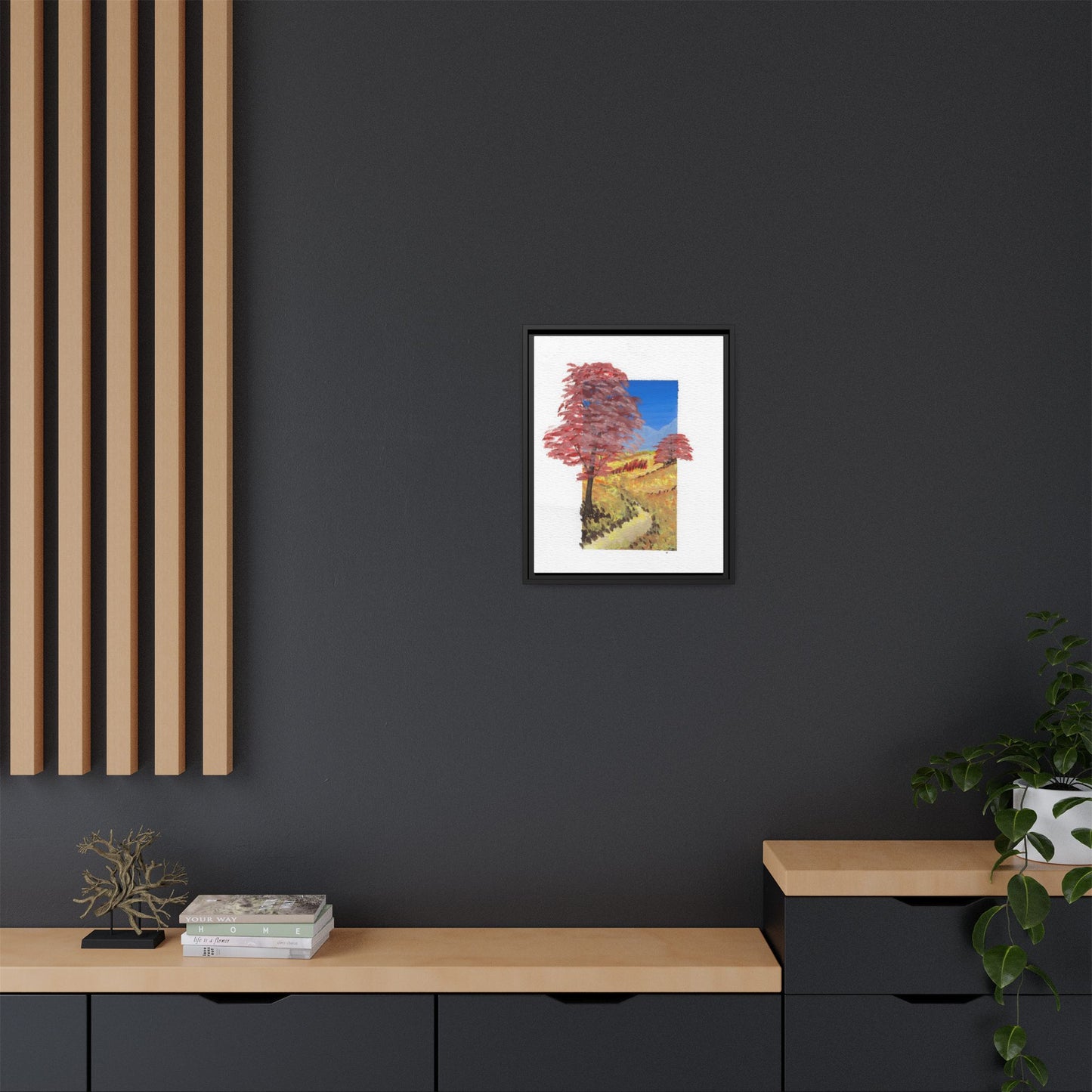Framed Canvas Wall Art — Colorful Autumn Landscape Matte Print