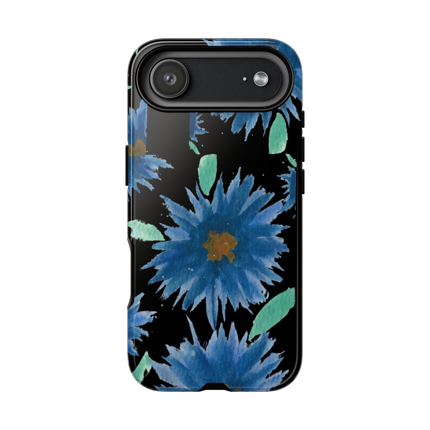 Blue Floral Tough Phone Case – Watercolor Daisy Protective Cover