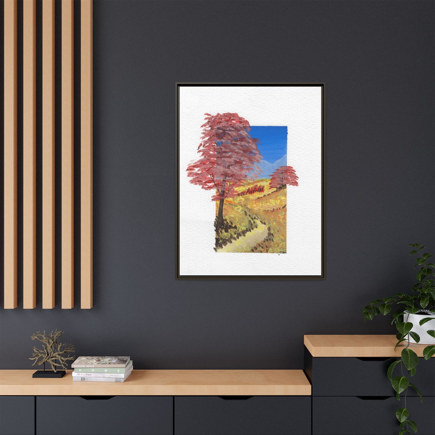 Framed Canvas Wall Art — Colorful Autumn Landscape Matte Print