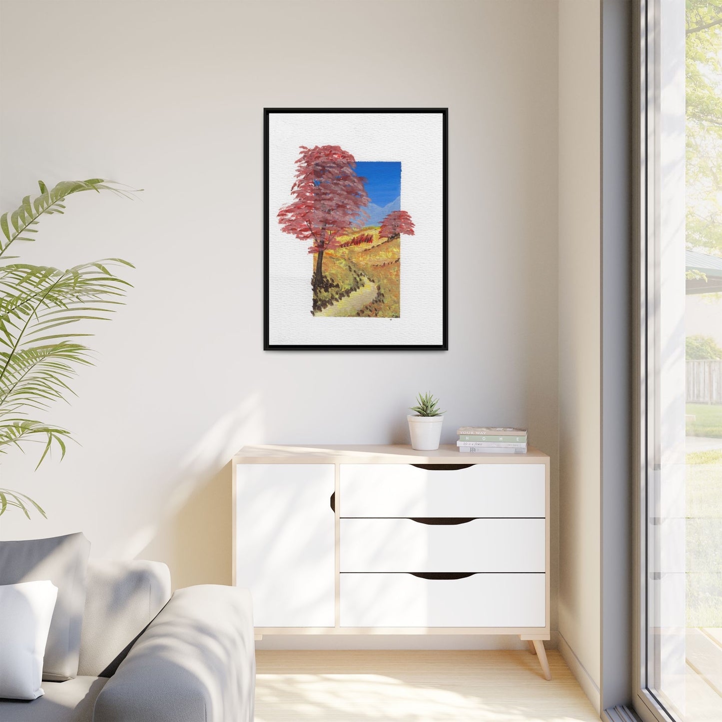 Framed Canvas Wall Art — Colorful Autumn Landscape Matte Print