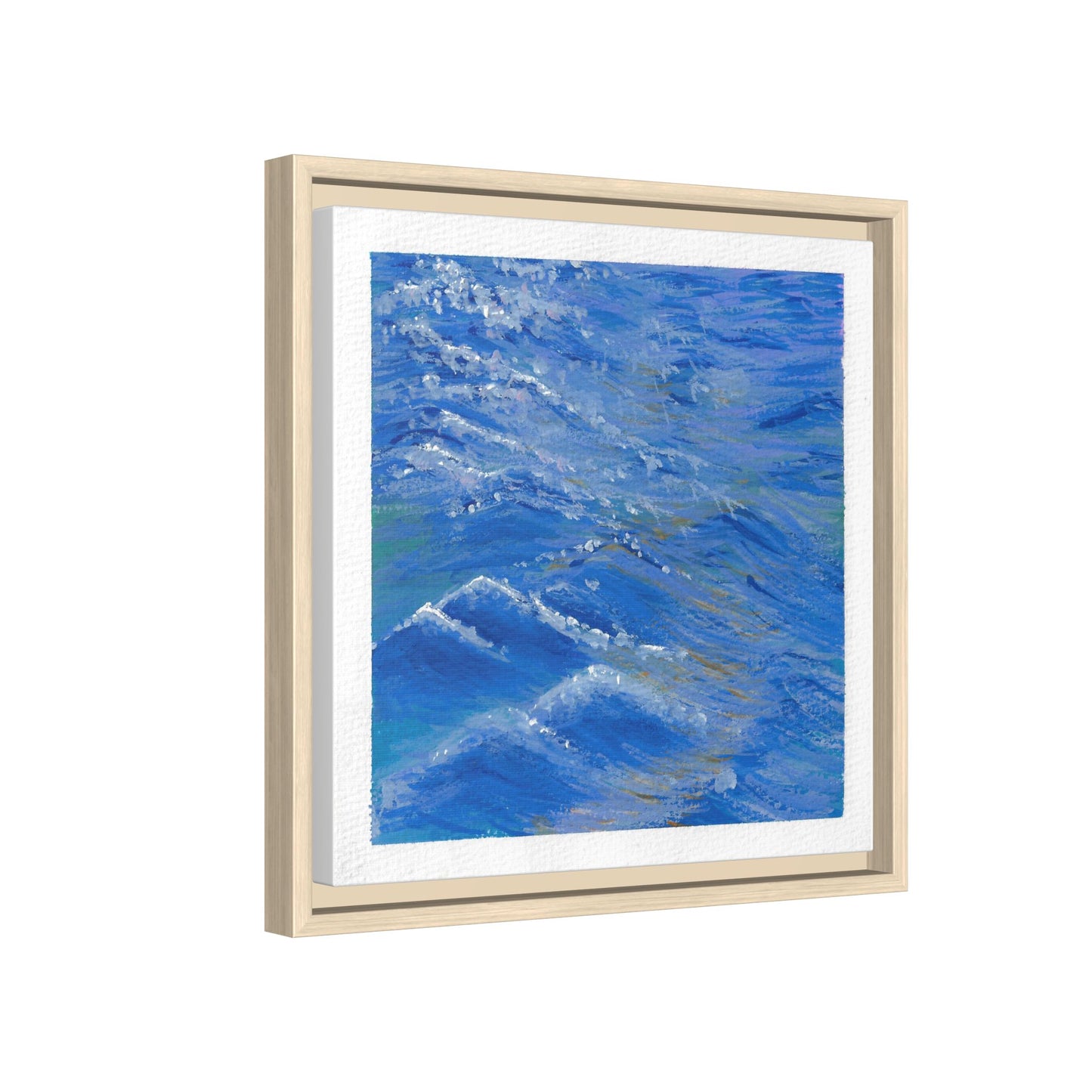 Framed Matte Canvas Wall Art — Blue Ocean Waves Seascape