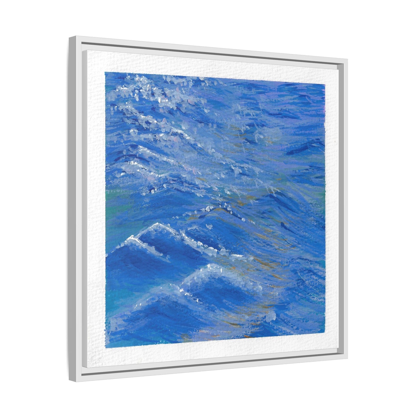 Framed Matte Canvas Wall Art — Blue Ocean Waves Seascape