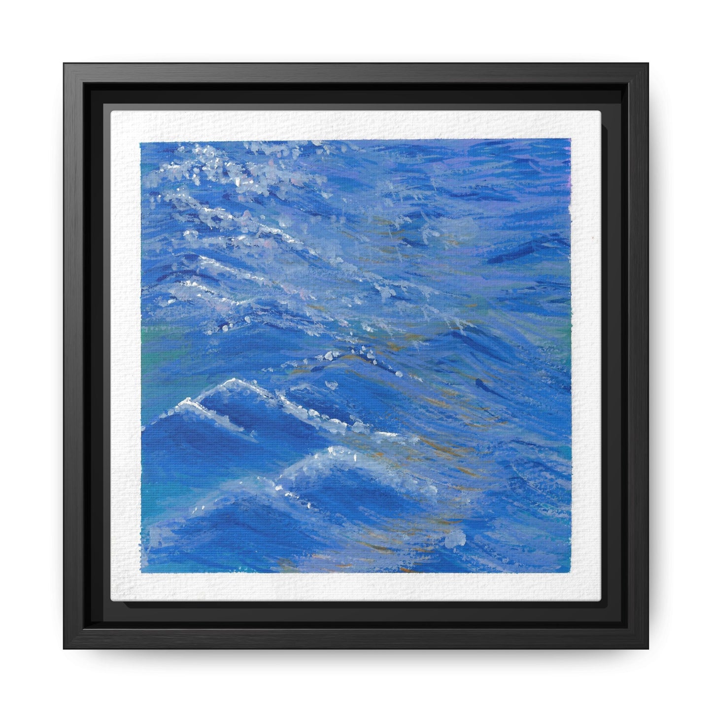 Framed Matte Canvas Wall Art — Blue Ocean Waves Seascape