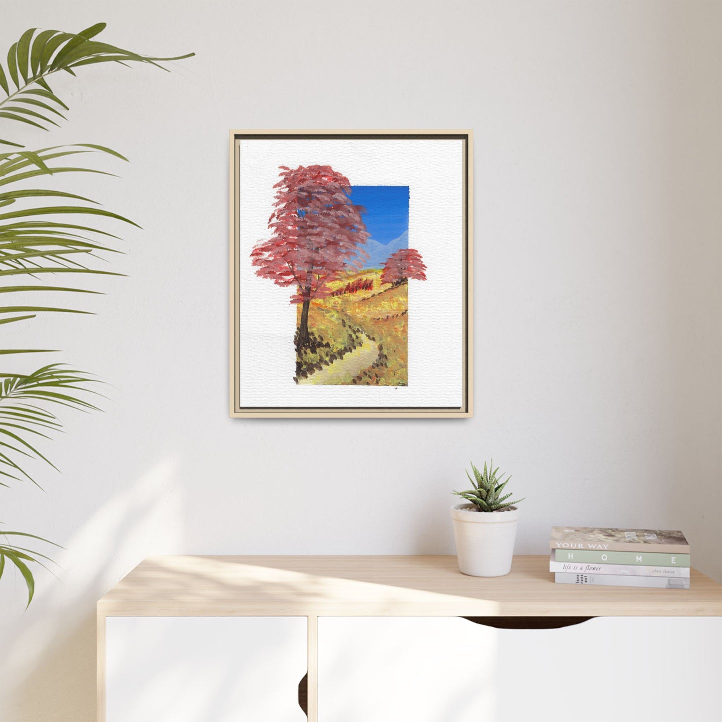 Framed Canvas Wall Art — Colorful Autumn Landscape Matte Print