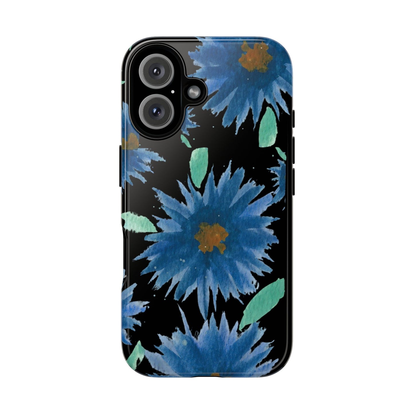 Blue Floral Tough Phone Case – Watercolor Daisy Protective Cover