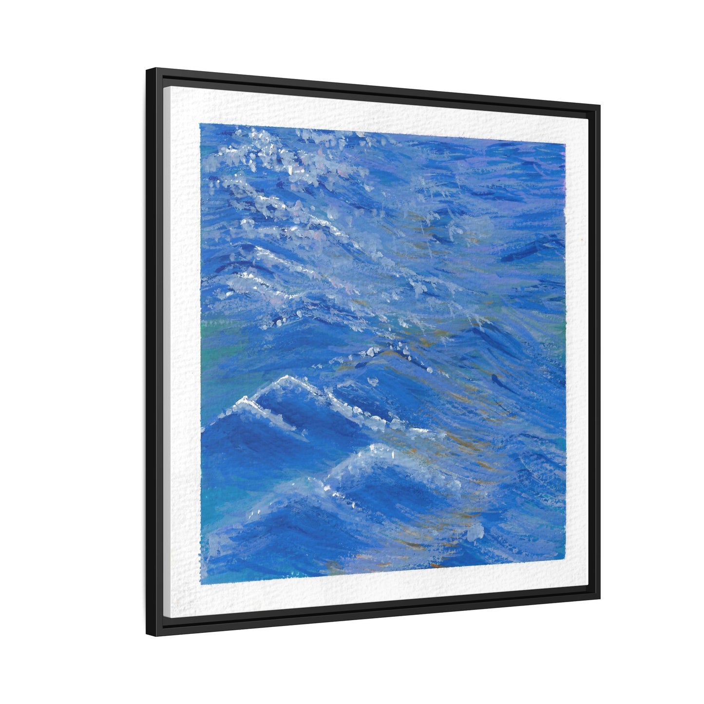 Framed Matte Canvas Wall Art — Blue Ocean Waves Seascape