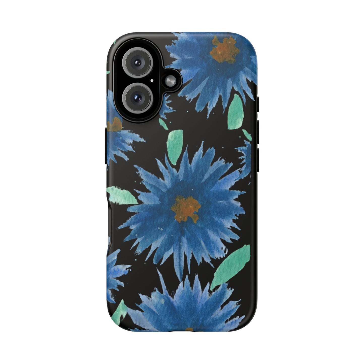 Blue Floral Tough Phone Case – Watercolor Daisy Protective Cover