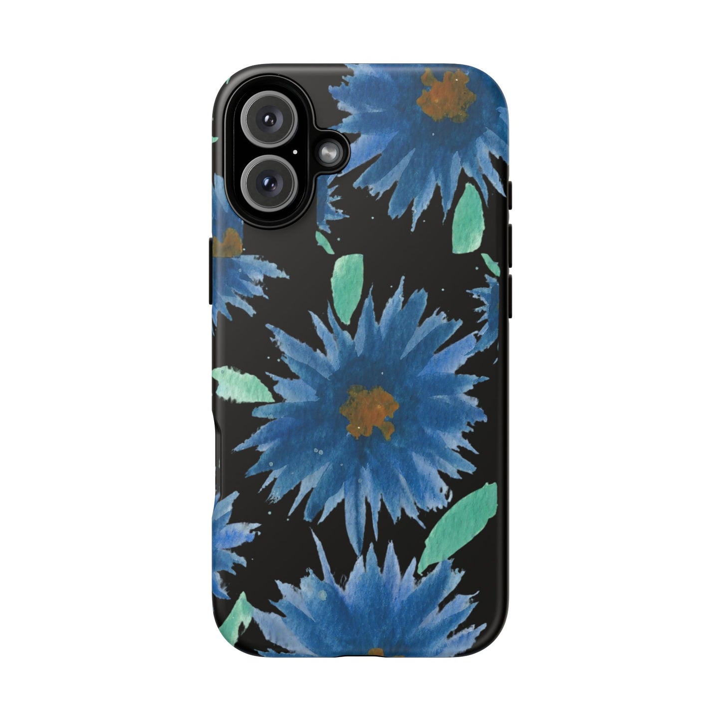 Blue Floral Tough Phone Case – Watercolor Daisy Protective Cover