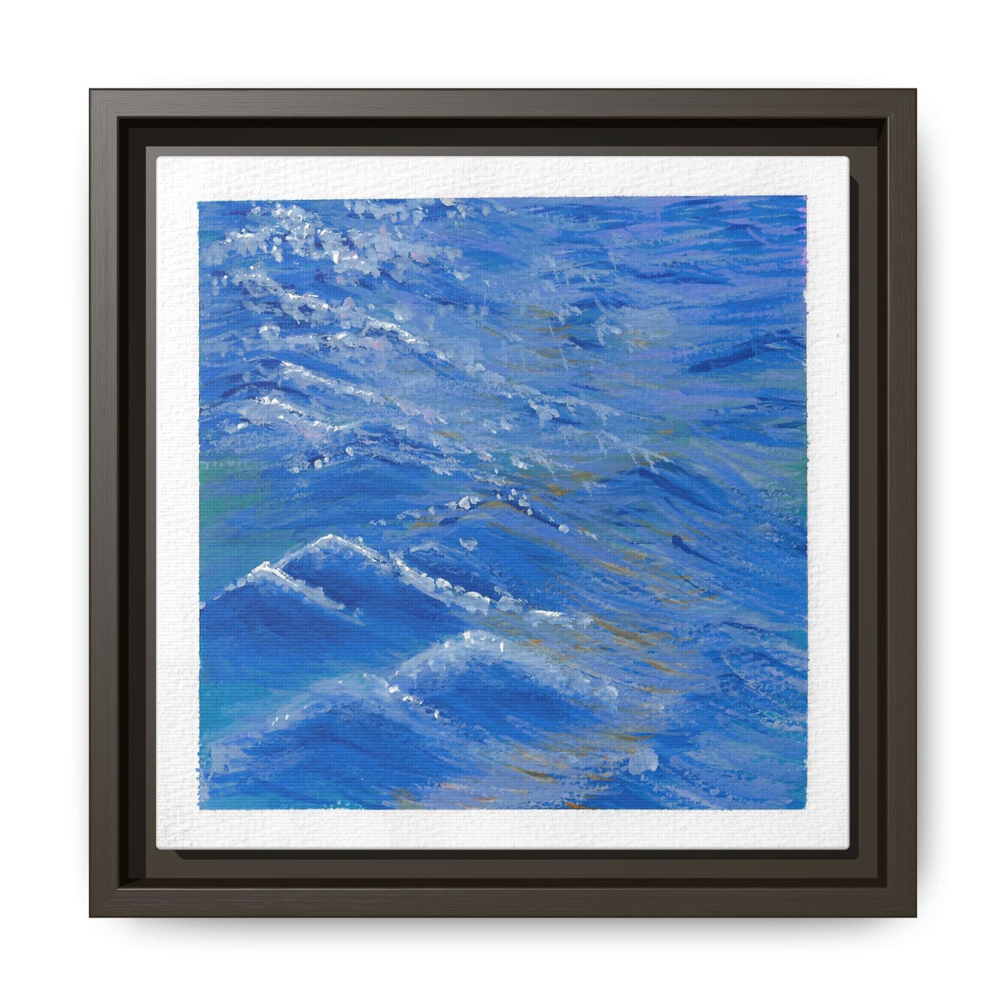 Framed Matte Canvas Wall Art — Blue Ocean Waves Seascape