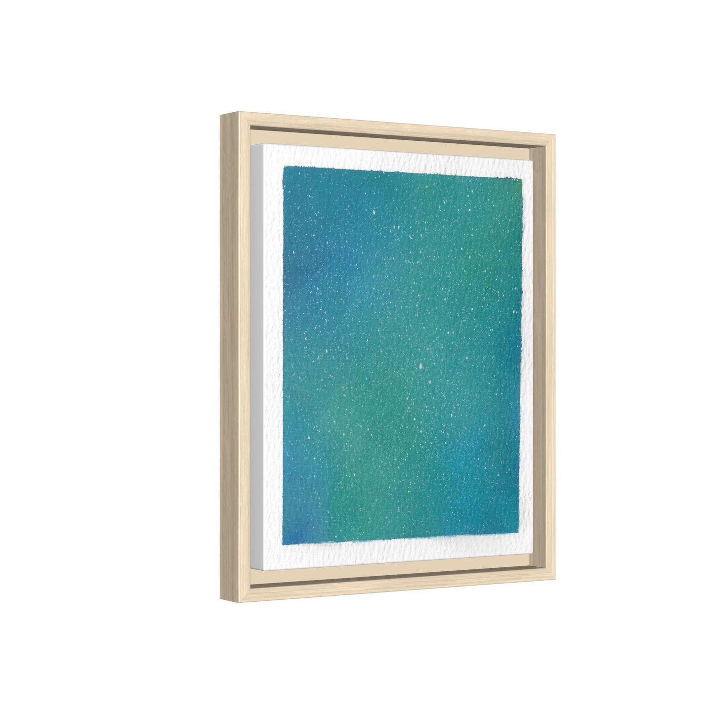 Framed Matte Canvas Art — Teal-to-Blue Gradient Starry Abstract