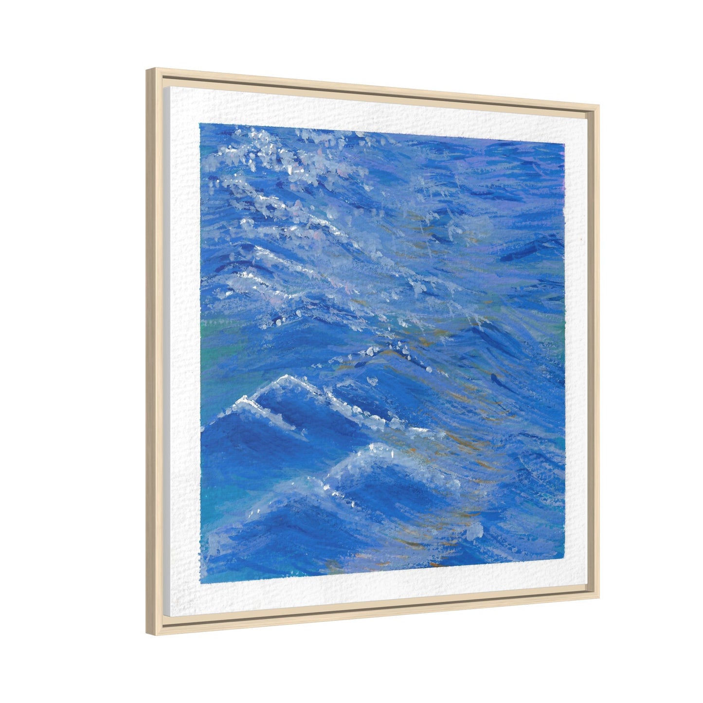 Framed Matte Canvas Wall Art — Blue Ocean Waves Seascape