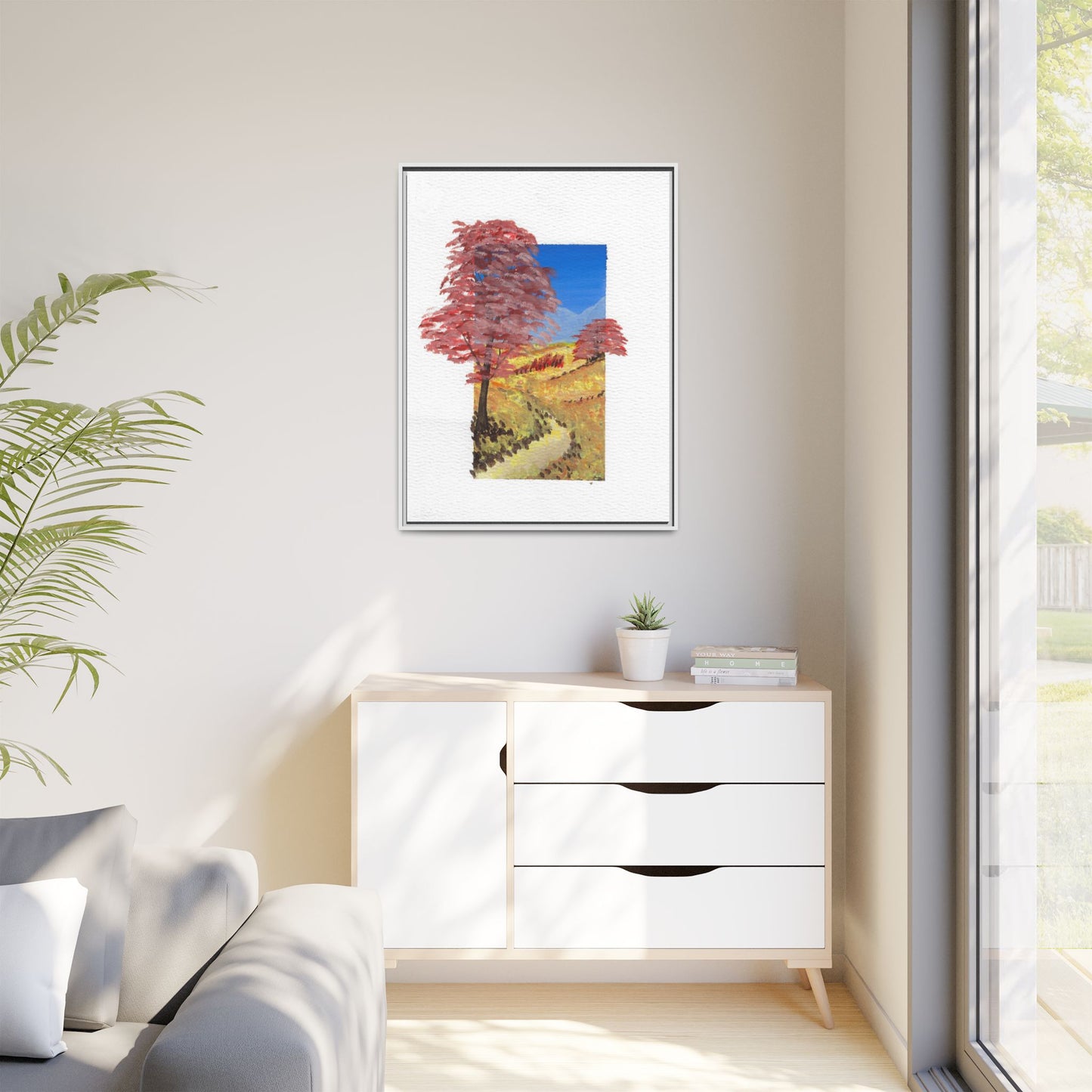 Framed Canvas Wall Art — Colorful Autumn Landscape Matte Print