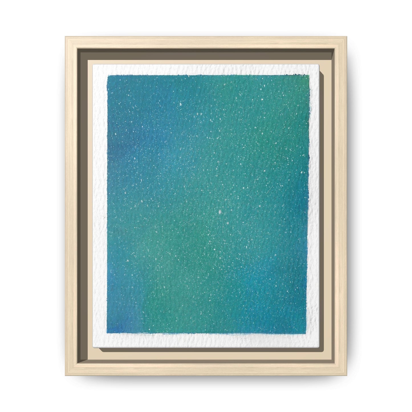 Framed Matte Canvas Art — Teal-to-Blue Gradient Starry Abstract