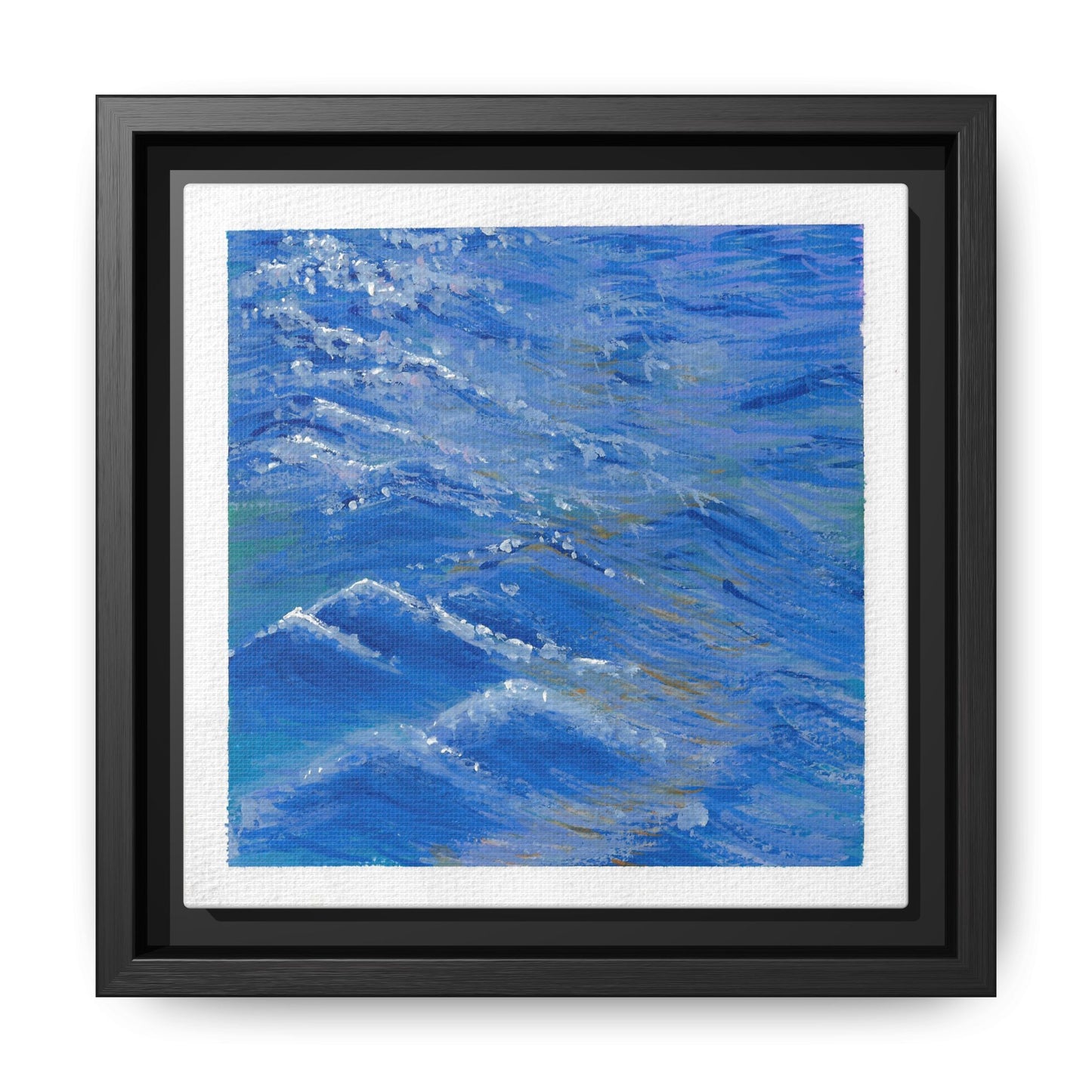 Framed Matte Canvas Wall Art — Blue Ocean Waves Seascape
