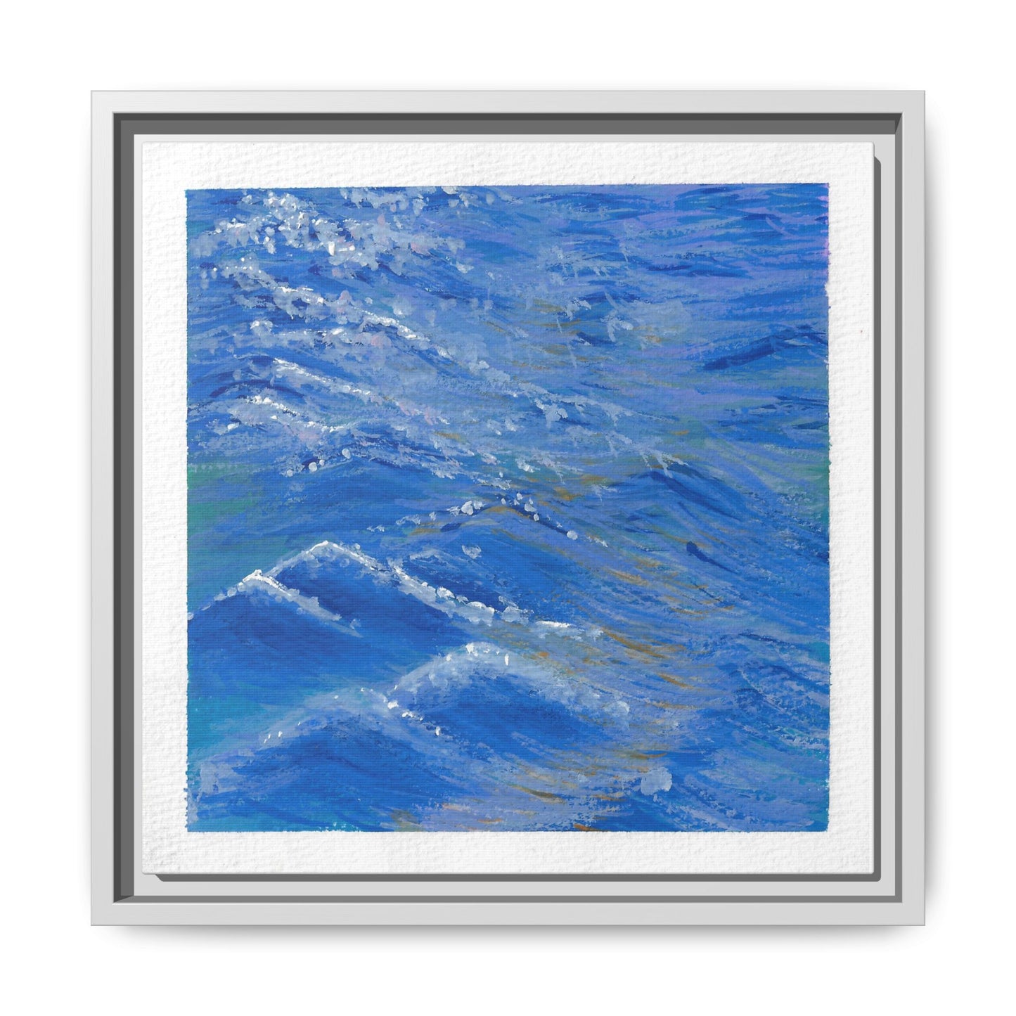 Framed Matte Canvas Wall Art — Blue Ocean Waves Seascape
