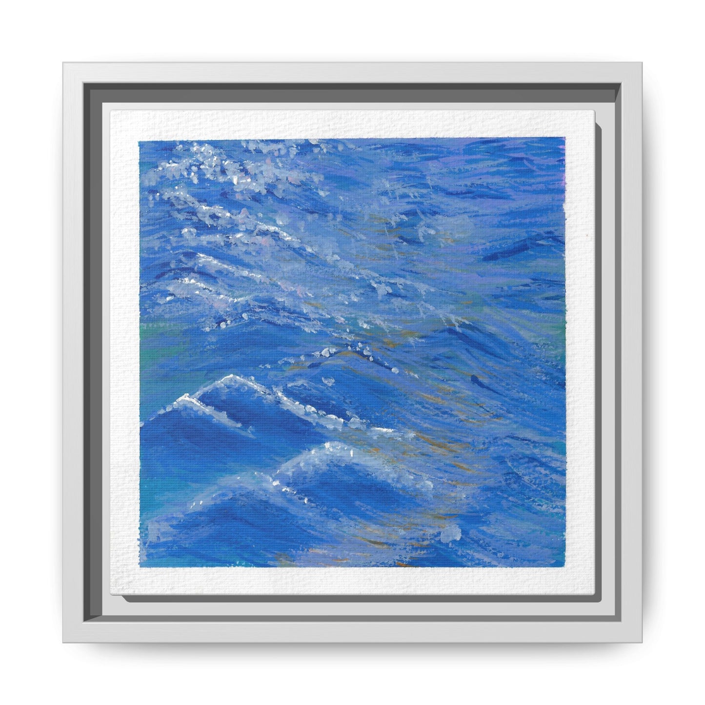 Framed Matte Canvas Wall Art — Blue Ocean Waves Seascape