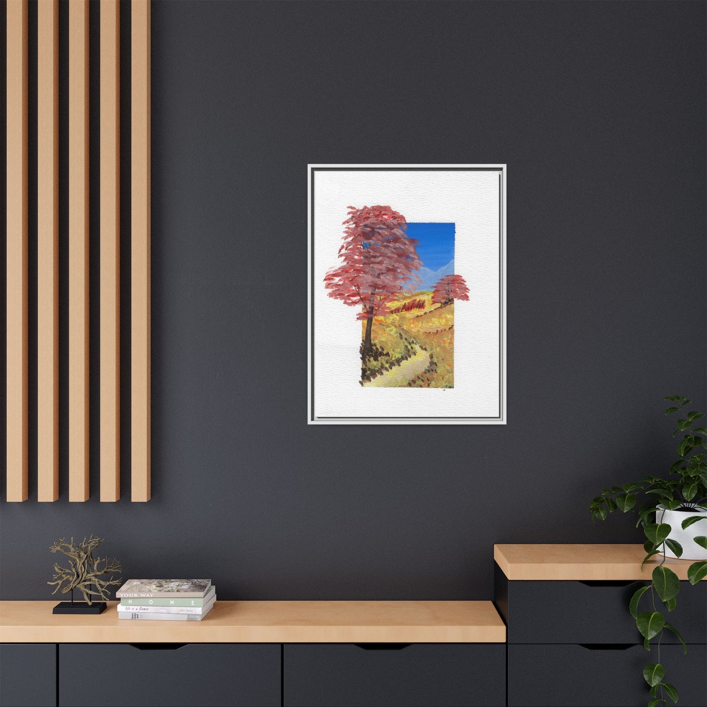 Framed Canvas Wall Art — Colorful Autumn Landscape Matte Print