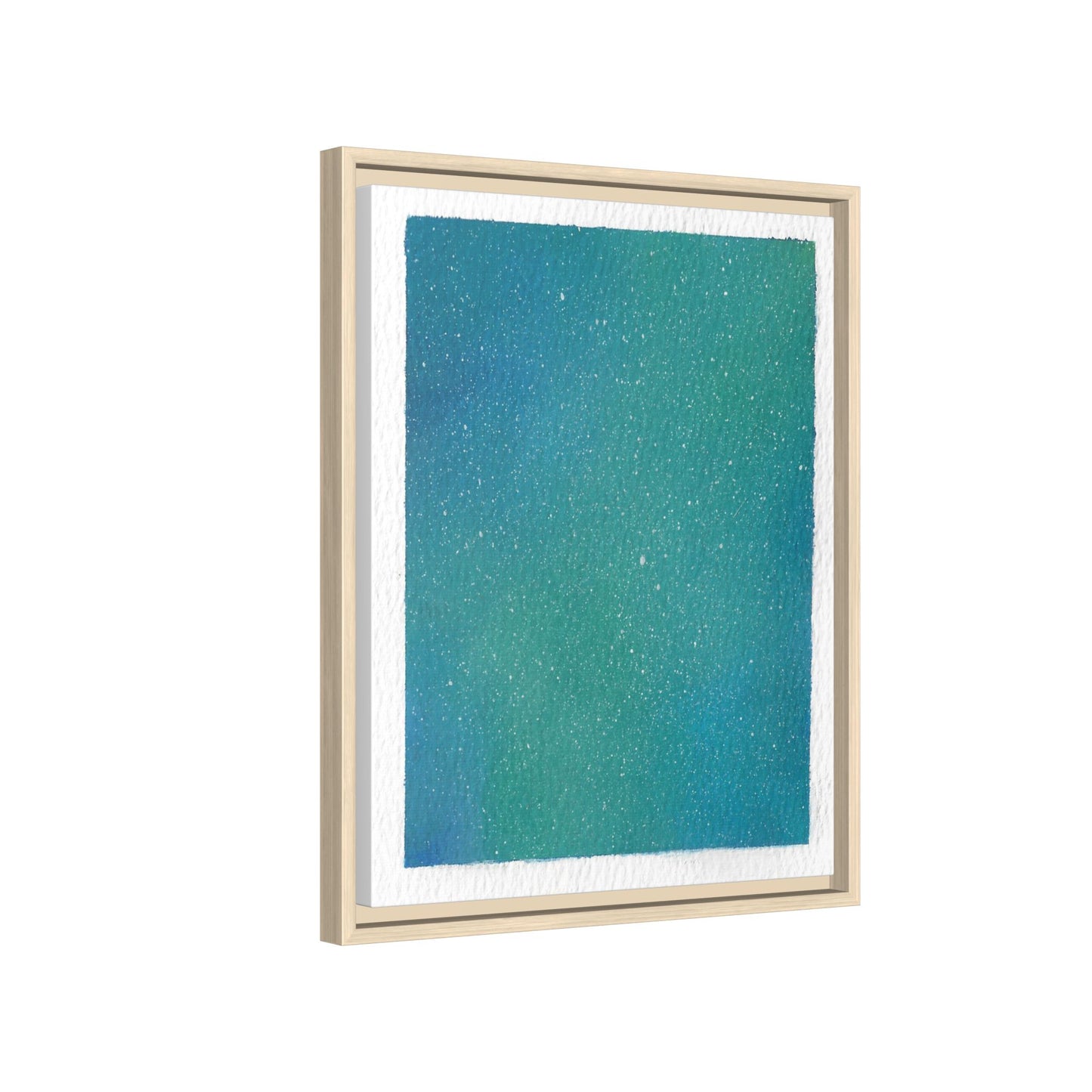 Framed Matte Canvas Art — Teal-to-Blue Gradient Starry Abstract